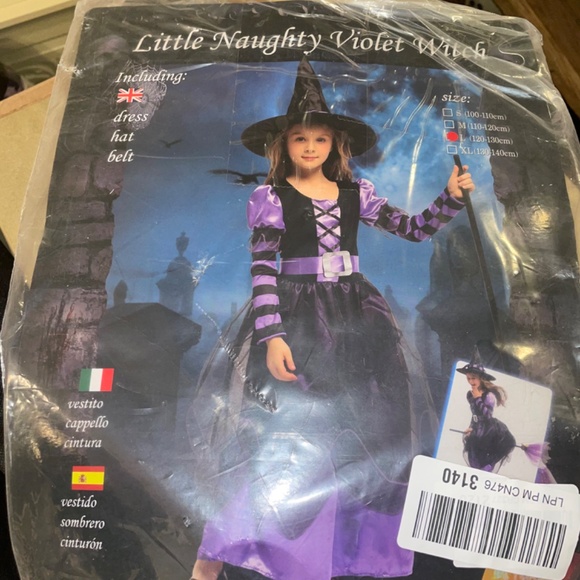 Little Naughty Violet Witch Girls Costume Size Large - Picture 3 of 16